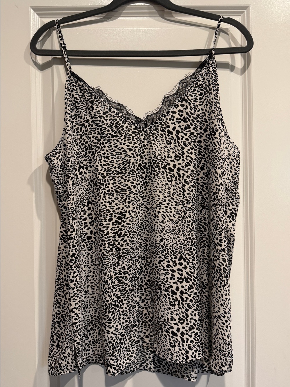 Rachel Zoe Black and White Leopard Print Silk Cami Tank